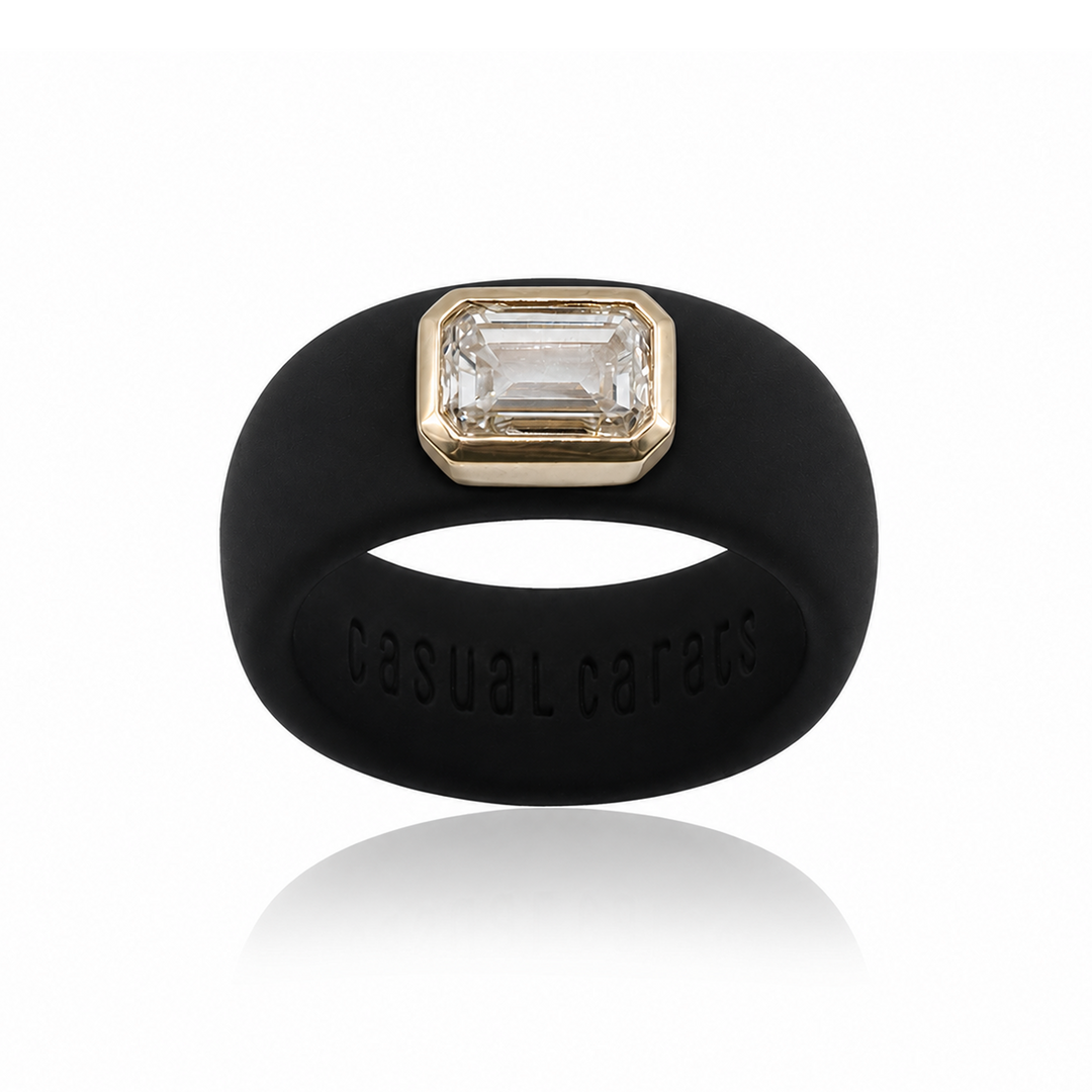 14k Yellow Emerald Cut Lab Diamond Silicone Ring