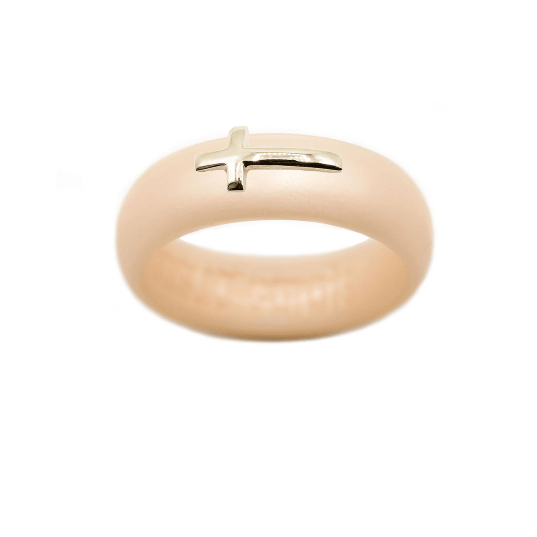 14k Yellow Cross Silicone Ring