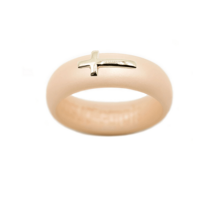 14k Yellow Cross Silicone Ring