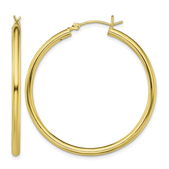 Sterling Silver Yellow Tone Medium Hoop Earrings