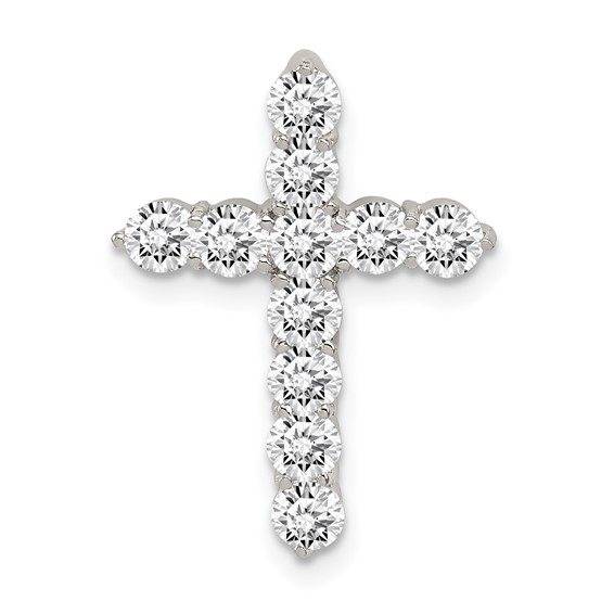 14k White Cross Lab Grown Diamond Pendants 1.25ctw