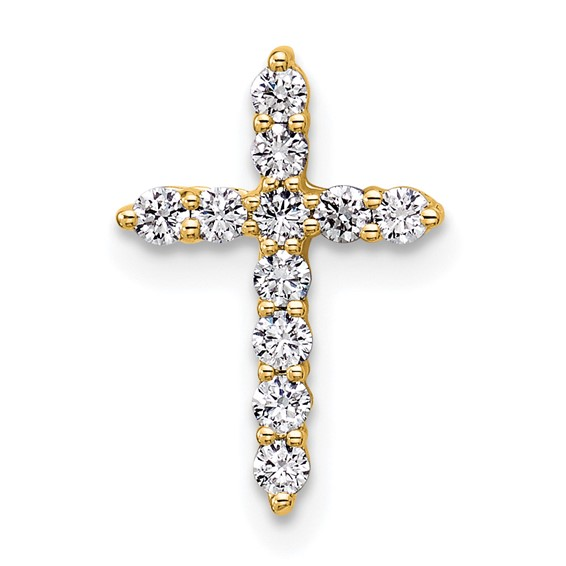14k Yellow Cross Lab Grown Diamond Pendant 0.50ctw