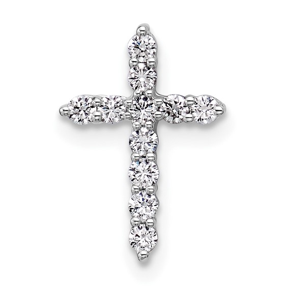14k White Cross Lab Grown Diamond Pendant 0.50ctw