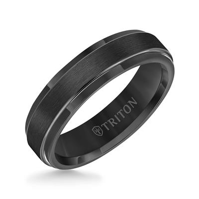 Step Edge Satin Finish Center Classic Tungsten Wedding Band