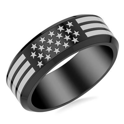 Titanium Black Flag Wedding Band
