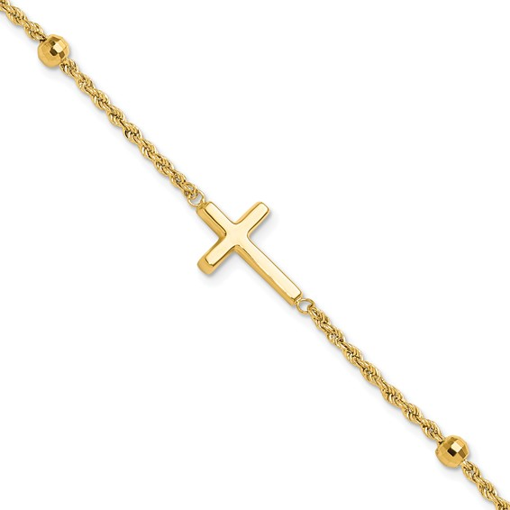 14k Yellow Cross Bracelet