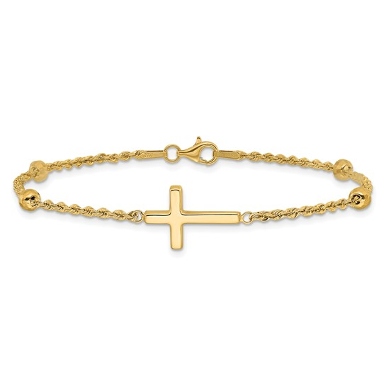 14k Yellow Cross Bracelet