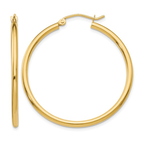 14k Yellow Medium Hoop Earrings