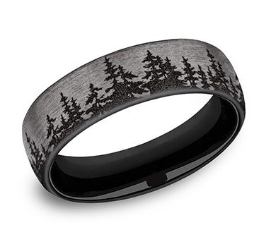 Mens Treeline Wedding Band