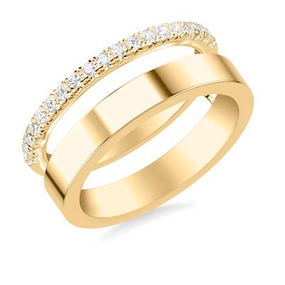14k Yellow Insert Round Diamond Wedding Band