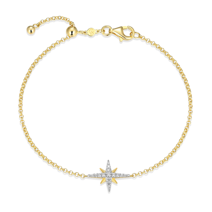Sterling Silver Gold Plated Lab Grown Diamond Northstar Bracelet