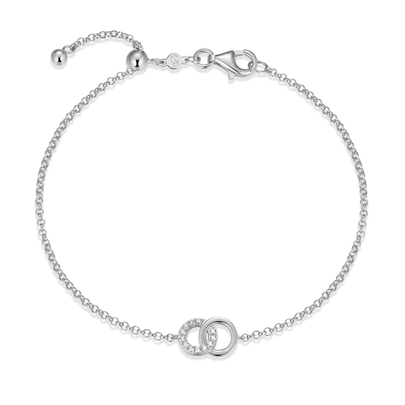 Twin Circle Lab Grown Diamond Sterling Silver Bracelet