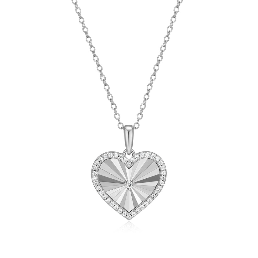 Sterling Silver Lab Grown Diamond Heart Necklace