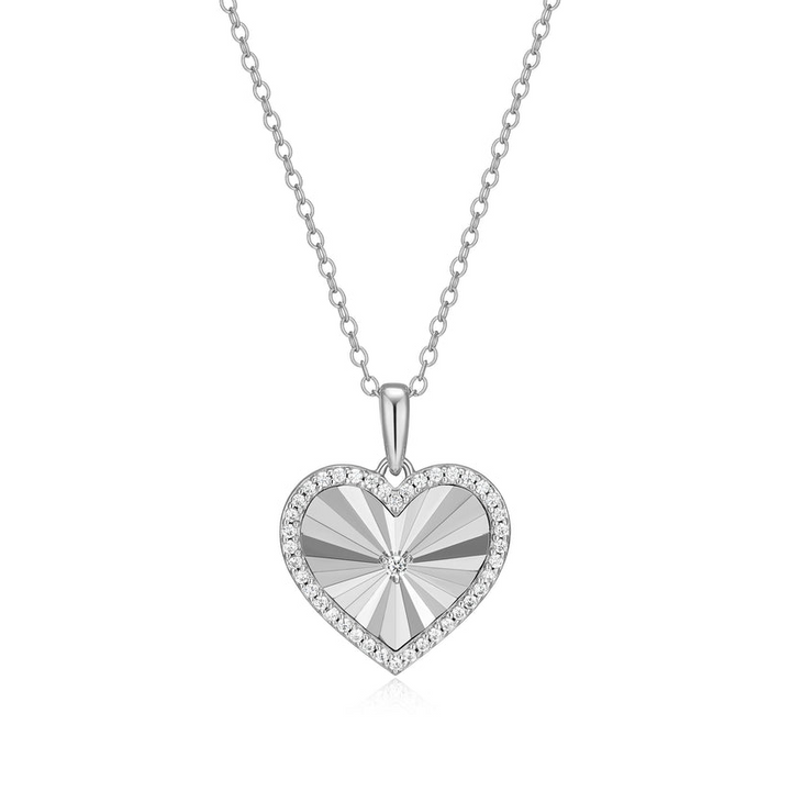 Sterling Silver Lab Grown Diamond Heart Necklace