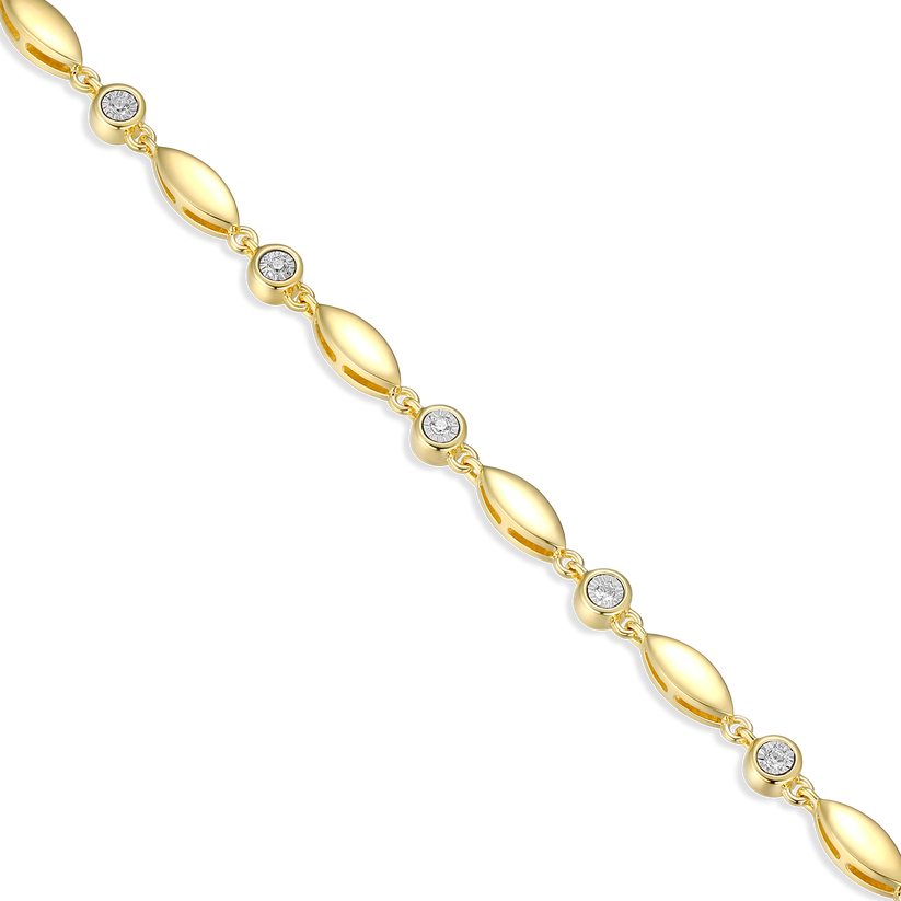 Gold-Plated Sterling Silver Marquise &amp; Bezel Set Lab Grown Diamond Line Necklace