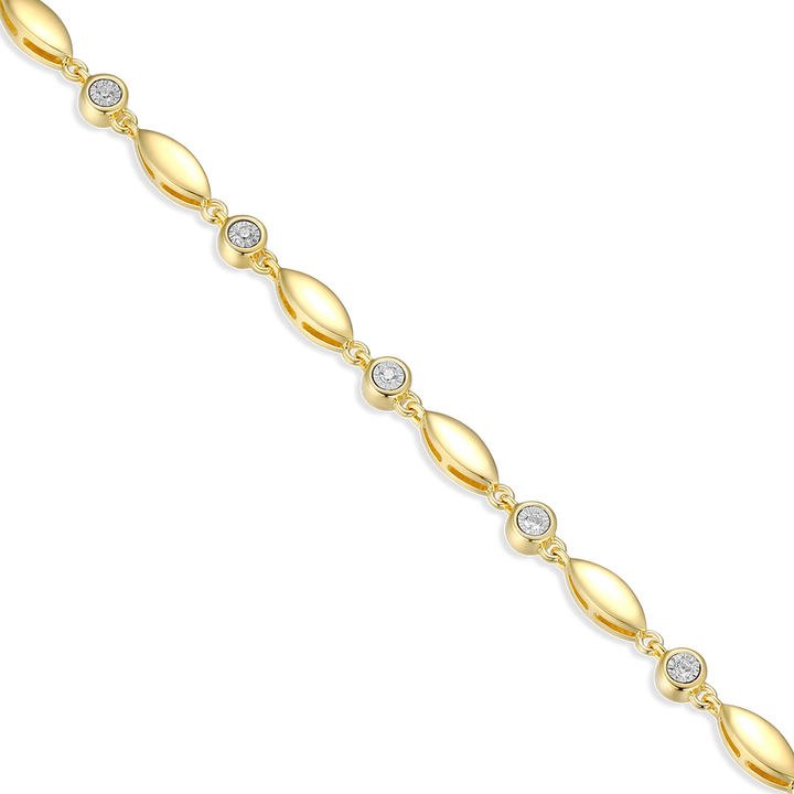Gold-Plated Sterling Silver Marquise &amp; Bezel Set Lab Grown Diamond Line Necklace