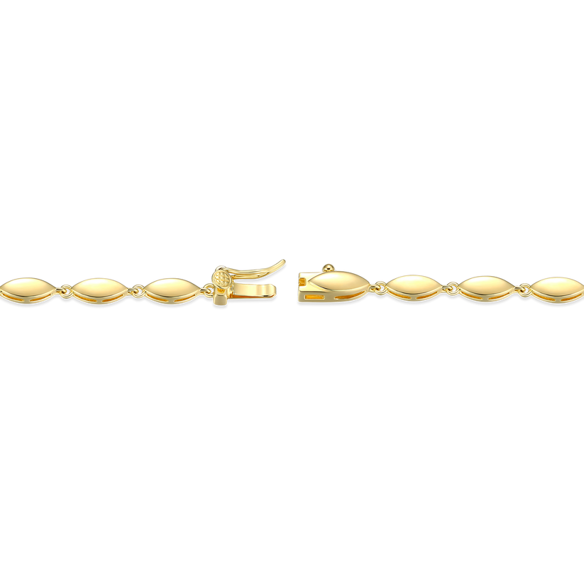 Gold-Plated Sterling Silver Marquise &amp; Bezel Set Lab Grown Diamond Line Necklace