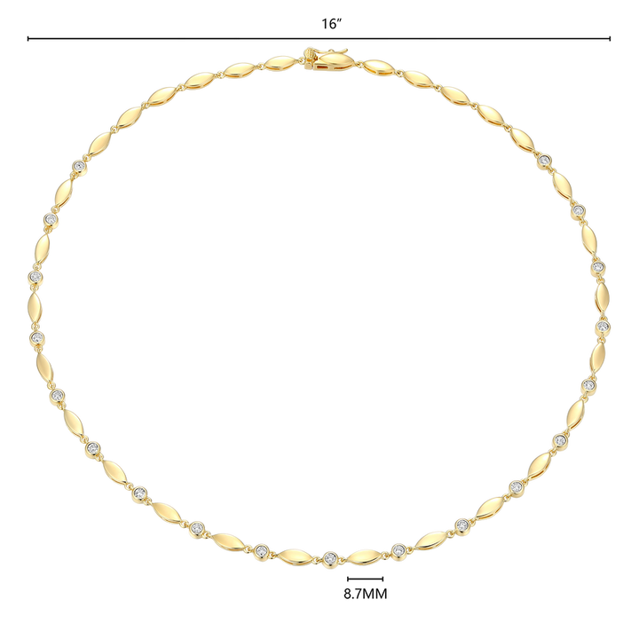 Gold-Plated Sterling Silver Marquise &amp; Bezel Set Lab Grown Diamond Line Necklace