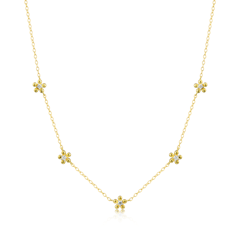 Flower Station Necklace Gold-Plated Sterling Silver