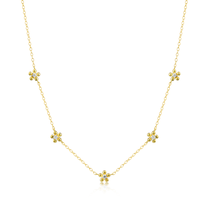 Flower Station Necklace Gold-Plated Sterling Silver