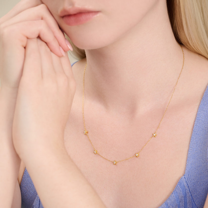 Flower Station Necklace Gold-Plated Sterling Silver