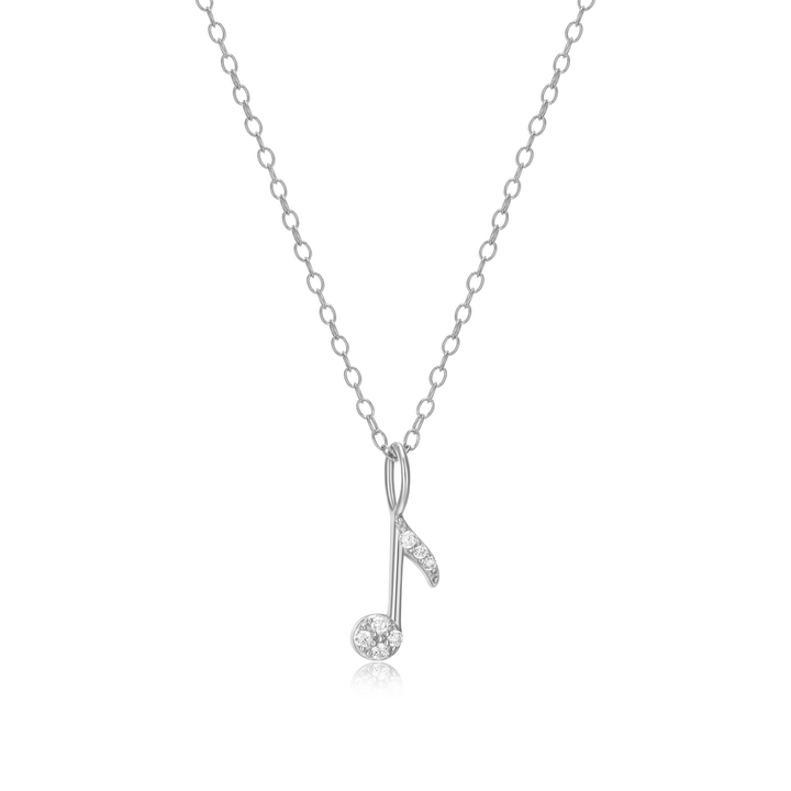 Music Note Pendant Necklace Sterling Silver