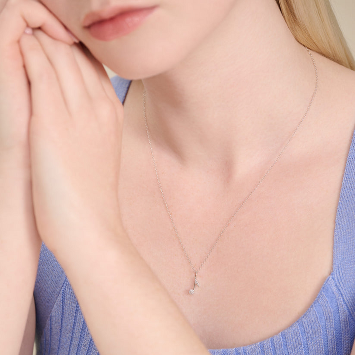 Music Note Pendant Necklace Sterling Silver