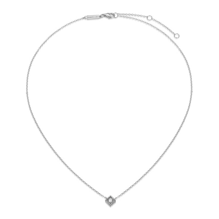Lab Grown Diamond Beaded Halo Sterling Silver Necklace