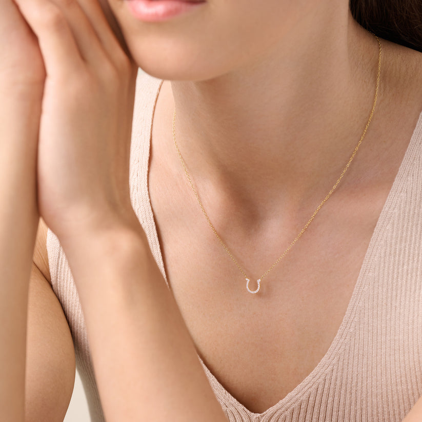 Horseshoe Pendant Necklace Gold-Plated Sterling Silver