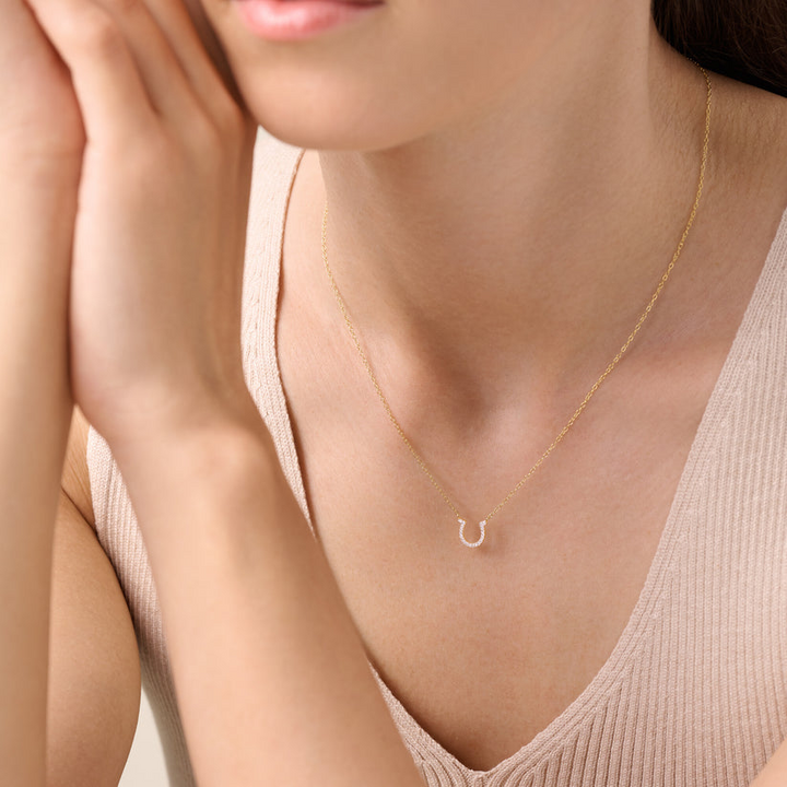 Horseshoe Pendant Necklace Gold-Plated Sterling Silver