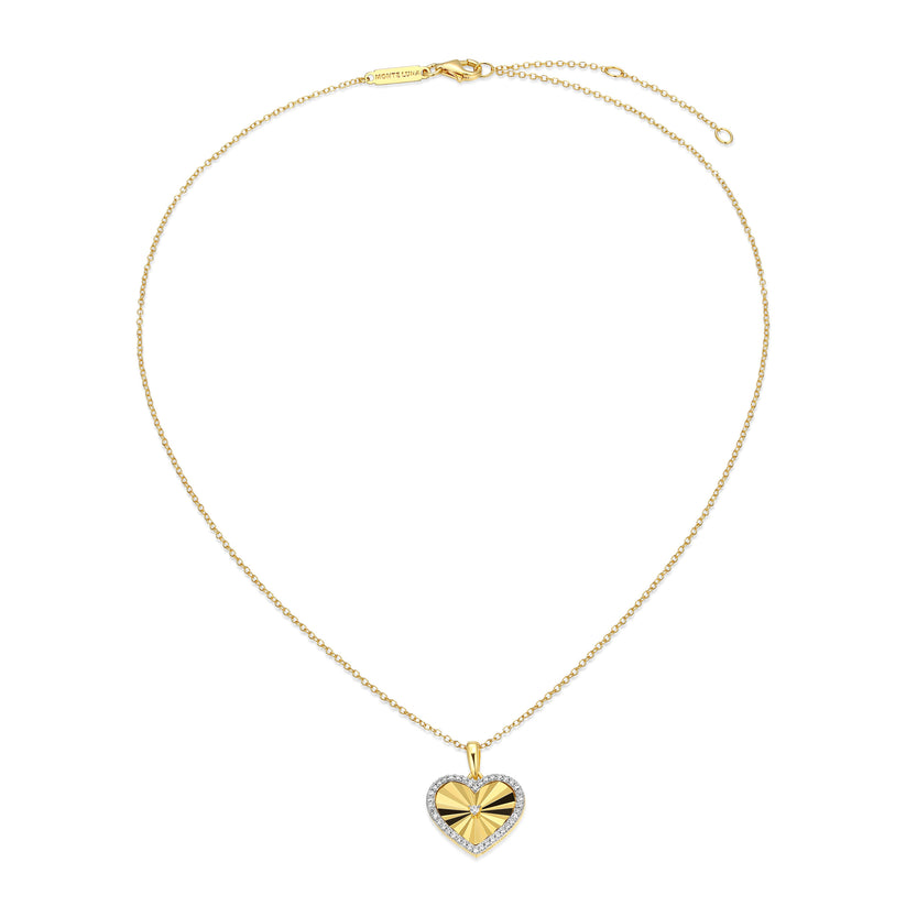 Sun Ray Heart Pendant Necklace Gold-Plated Sterling Silver