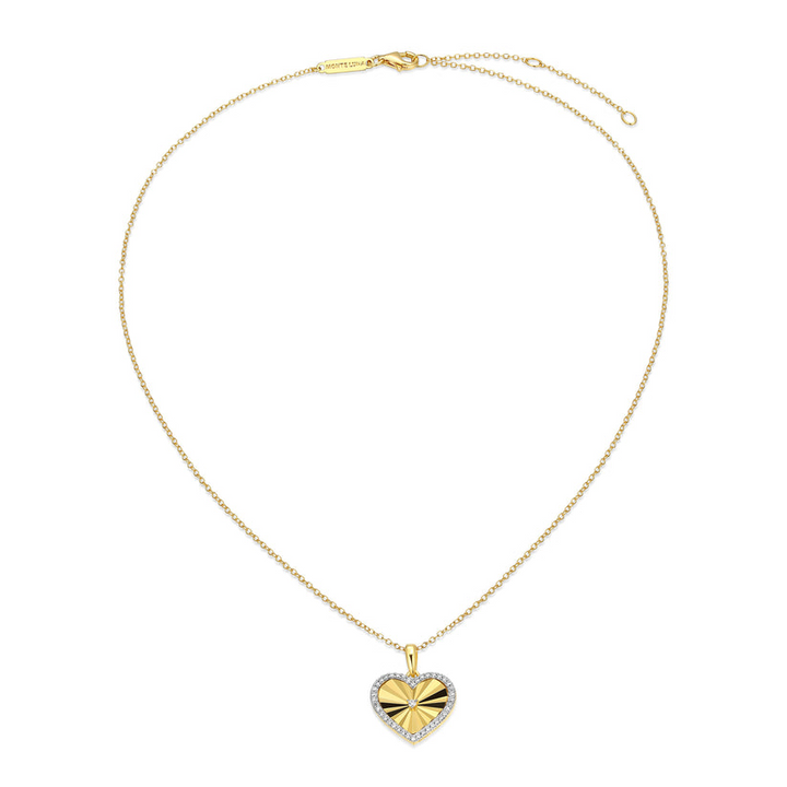 Sun Ray Heart Pendant Necklace Gold-Plated Sterling Silver