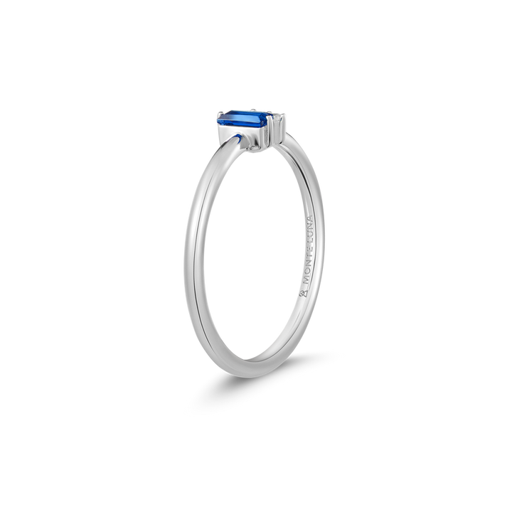 Lab Grown Sapphire &amp; Diamond Ring Sterling Silver