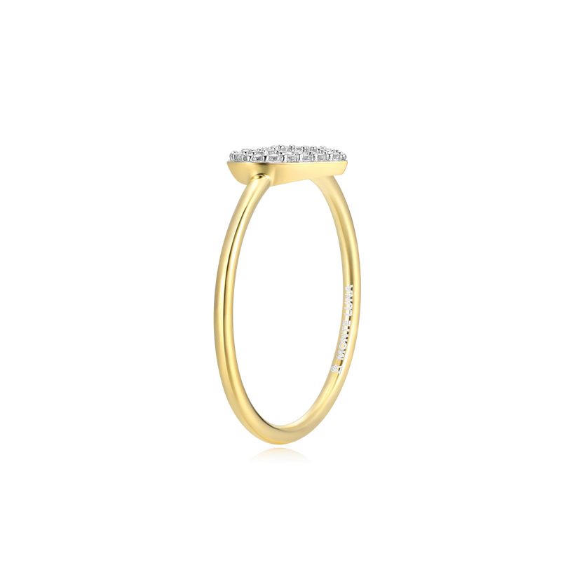 Open Heart Ring with Lab Grown Diamonds &amp; Gold-Plated Sterling Silver