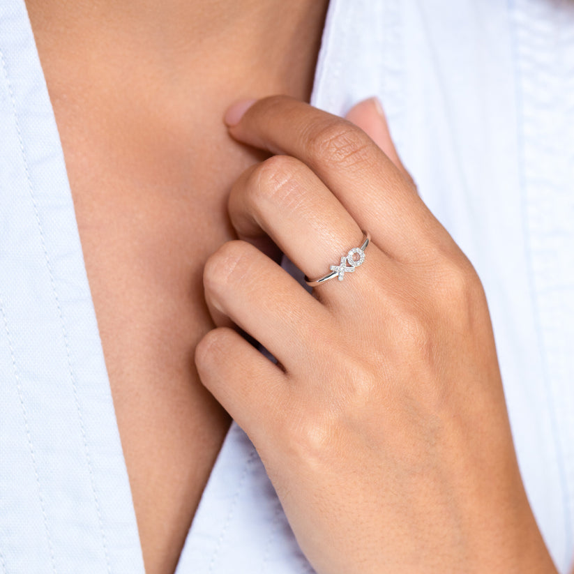 XO Stackable Ring Lab Grown Diamonds Sterling Silver