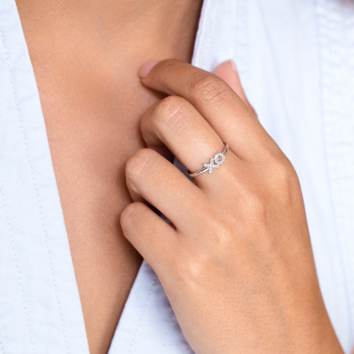 XO Stackable Ring Lab Grown Diamonds Sterling Silver