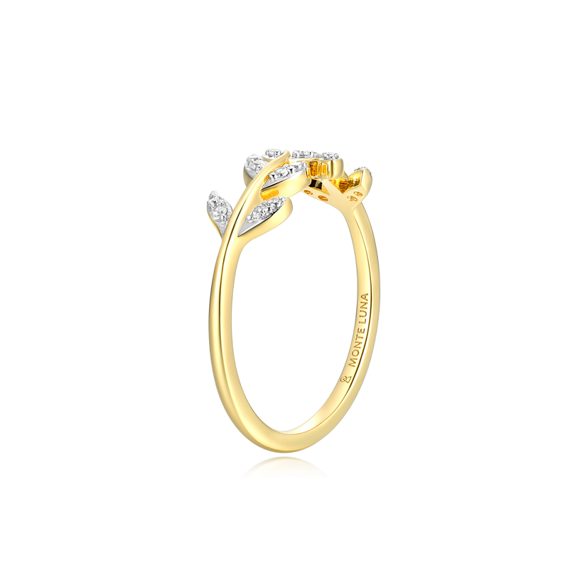 Branch/Leaf Ring Lab Grown Diamonds Gold-Plated Sterling Silver