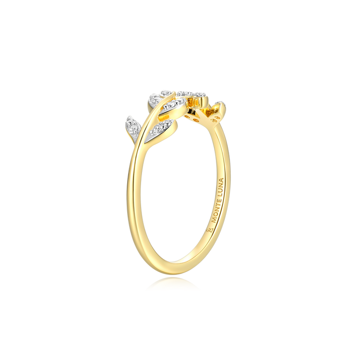 Branch/Leaf Ring Lab Grown Diamonds Gold-Plated Sterling Silver