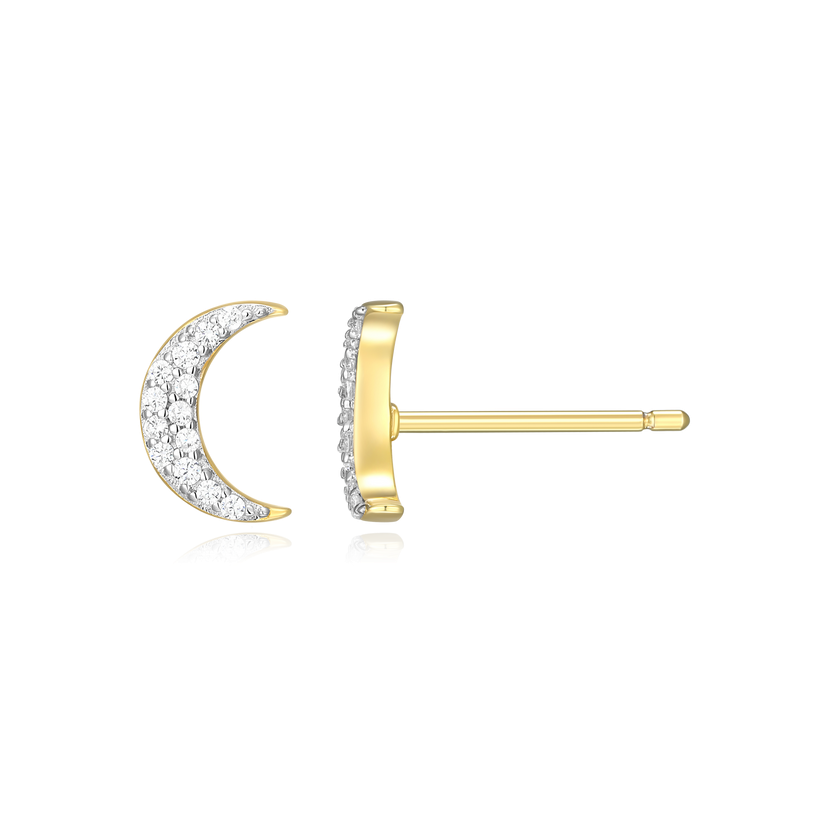 Crescent Stud Earrings Gold-Plated Sterling Silver