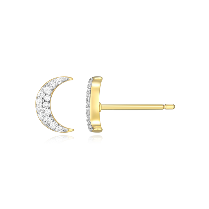 Crescent Stud Earrings Gold-Plated Sterling Silver