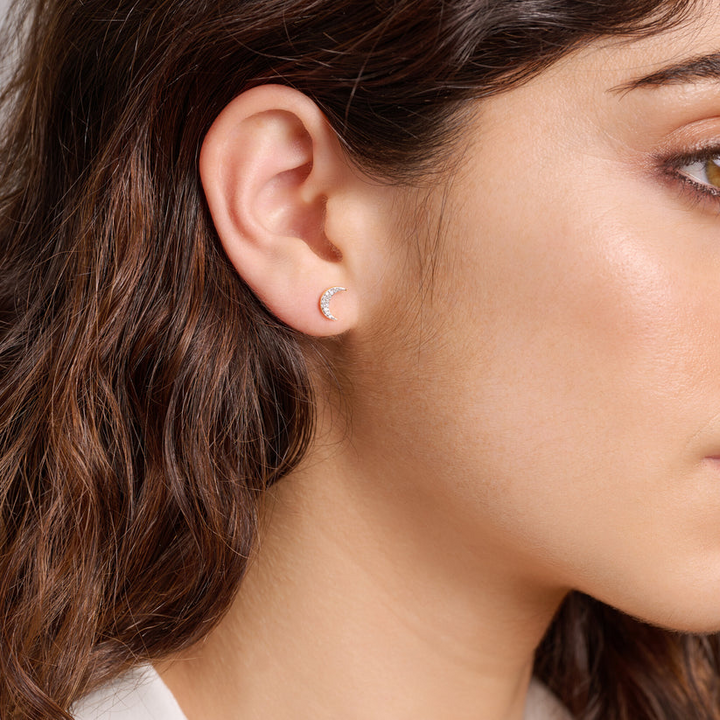 Crescent Stud Earrings Gold-Plated Sterling Silver