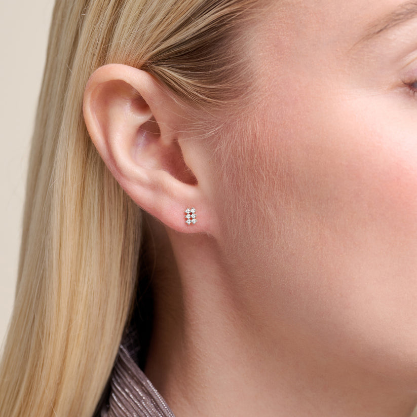 Grid Stud Earrings Lab Grown Diamonds Sterling Silver