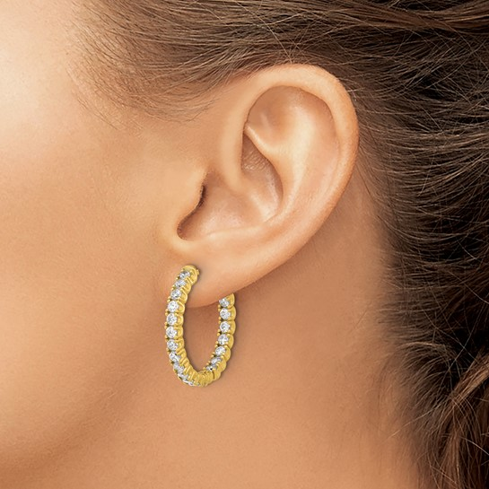 Sterling Silver Yellow Medium Hoop Earrings