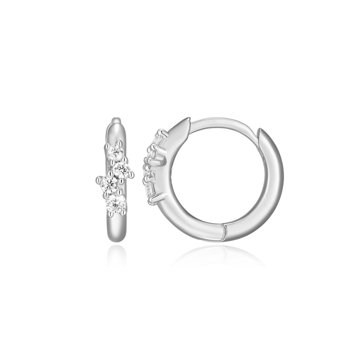 Sterling Silver Lab Diamond Small Hoop Earrings