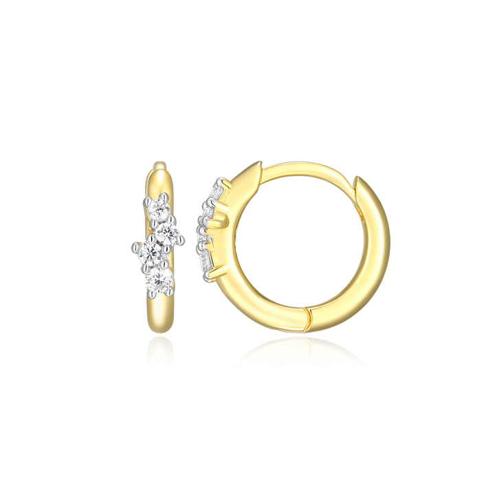 Petite Scattered Lab Grown Diamond Huggie Earrings Gold-Plated Sterling Silver