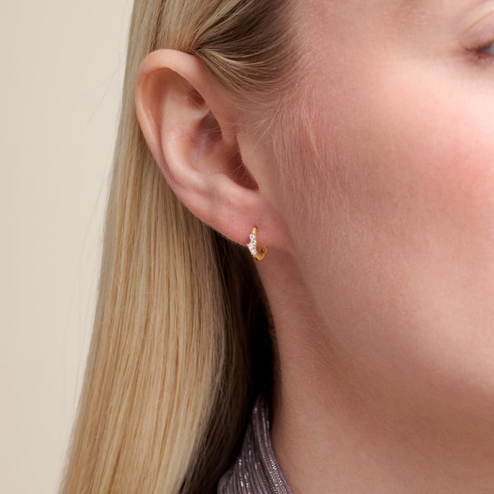 Petite Scattered Lab Grown Diamond Huggie Earrings Gold-Plated Sterling Silver