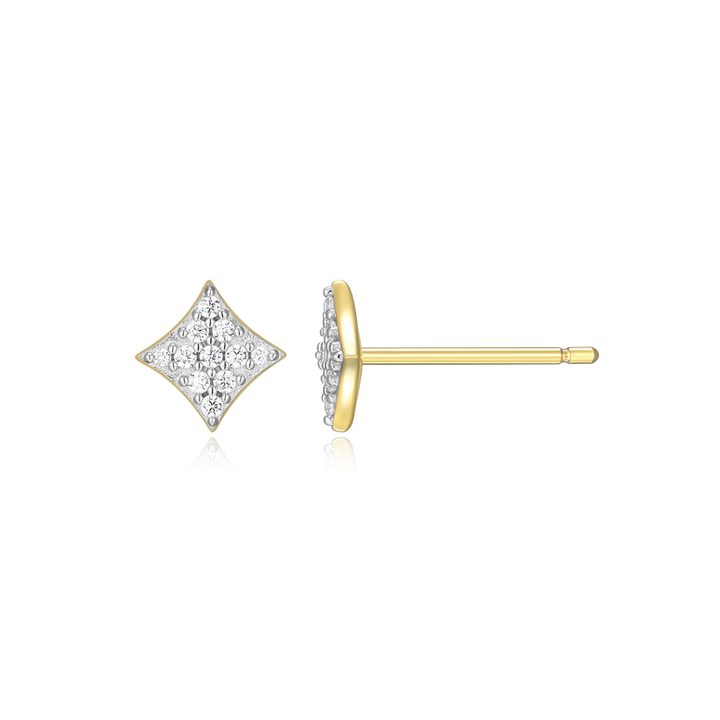 Star Pave Lab Grown Diamond Stud Earrings Gold-Plated Sterling Silver