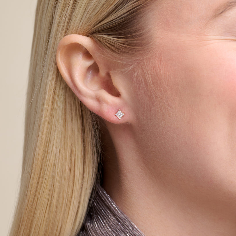 Star Pave Lab Grown Diamond Stud Earrings Gold-Plated Sterling Silver
