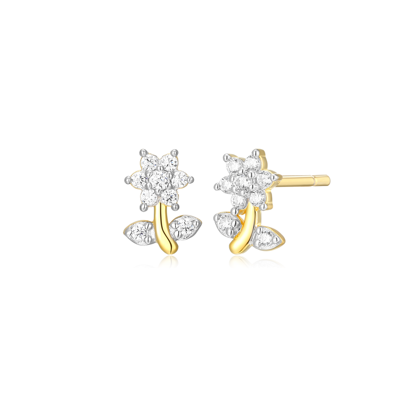 Flower Stud Earrings in Gold-Plated Sterling Silver