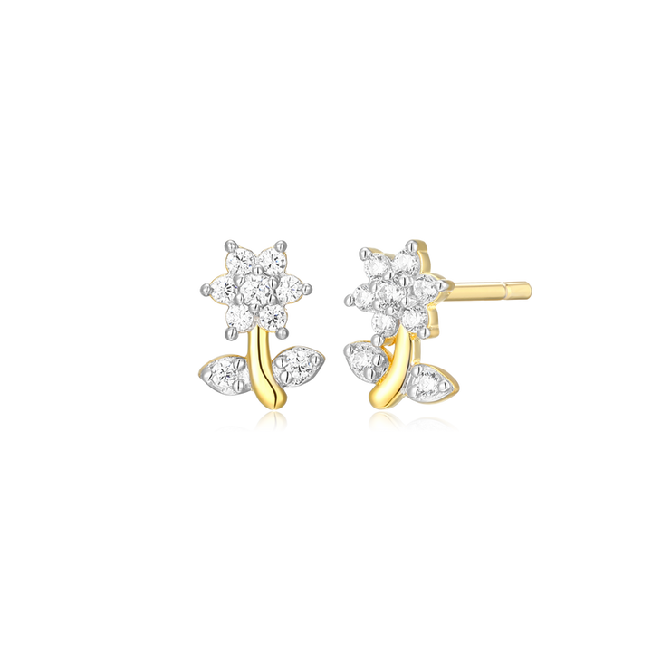 Flower Stud Earrings in Gold-Plated Sterling Silver